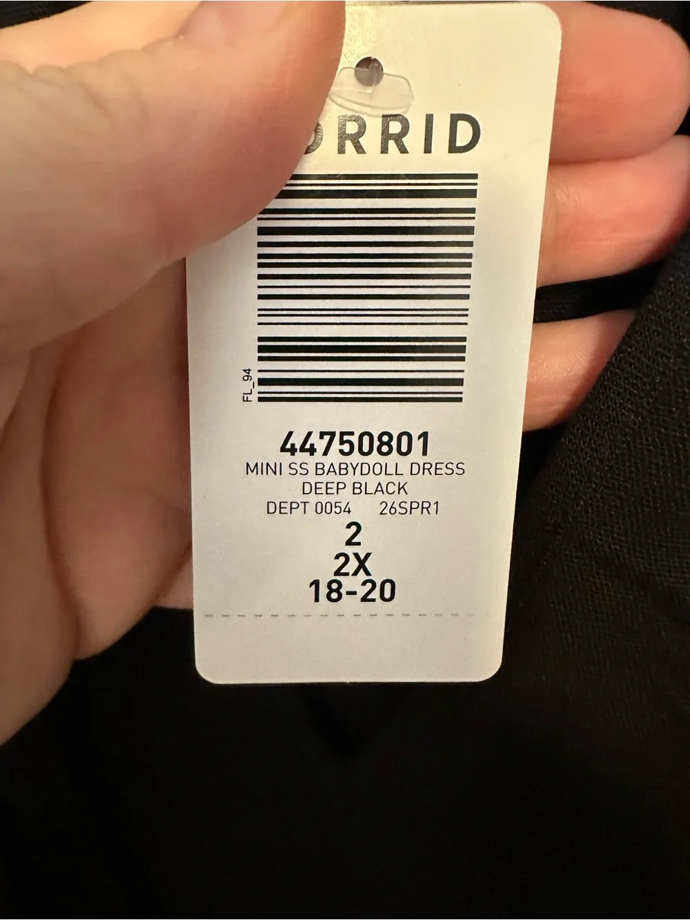 Torrid Mini Babydoll Dress Black 2X NWT - Picture 2 of 7